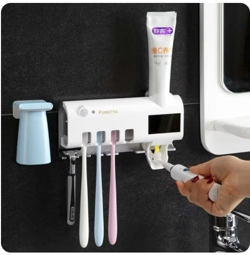 Dispensador de Crema Dental y Esterilizador UV para Cepillos
