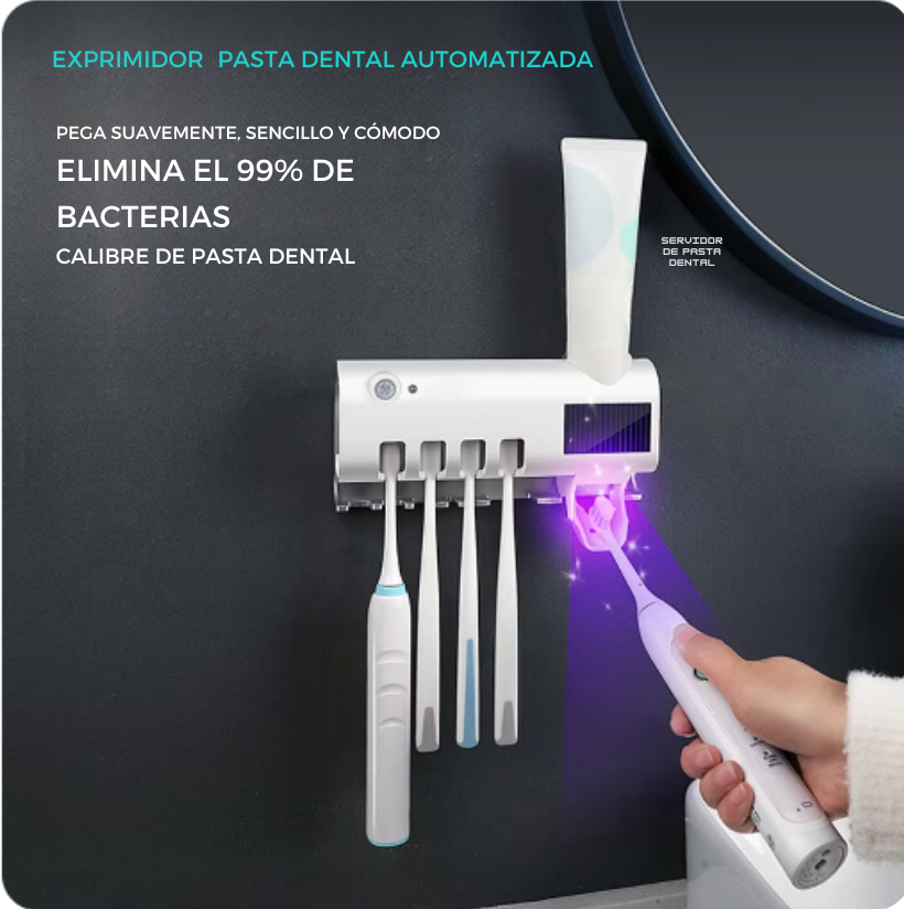 Dispensador de Crema Dental y Esterilizador UV para Cepillos