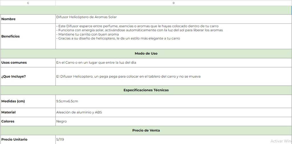 HELICOPTERO DIFUSOR SOLAR  DE AROMA